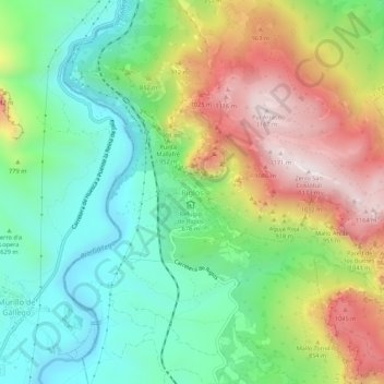 Mapa topográfico Riglos, altitud, relieve