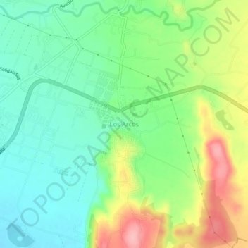 Mapa topográfico Los Arcos, altitud, relieve