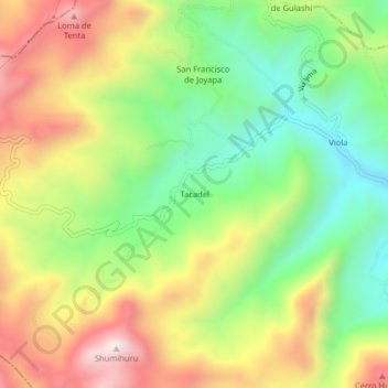 Mapa topográfico Tacadel, altitud, relieve