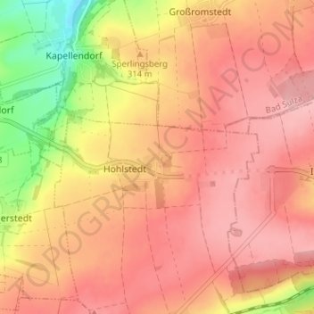 Mapa topográfico Kötschau, altitud, relieve
