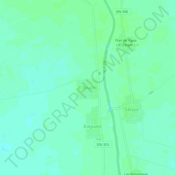 Mapa topográfico El Realito, altitud, relieve