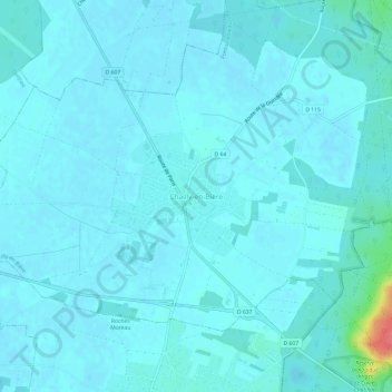Mapa topográfico Chailly-en-Bière, altitud, relieve