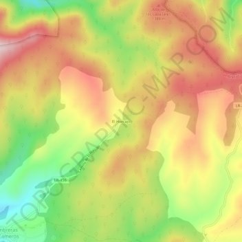 Mapa topográfico El Horcajo, altitud, relieve