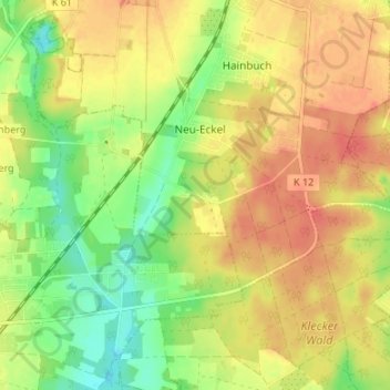 Mapa topográfico Eickstüve, altitud, relieve