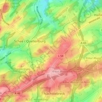Mapa topográfico Halloh, altitud, relieve