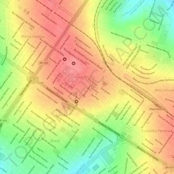 Mapa topográfico Praça, altitud, relieve