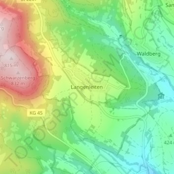 Mapa topográfico Langenleiten, altitud, relieve
