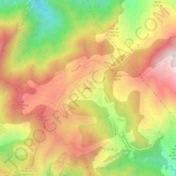 Mapa topográfico Llinars, altitud, relieve