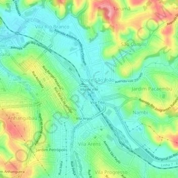 Mapa topográfico Vila de Vito, altitud, relieve