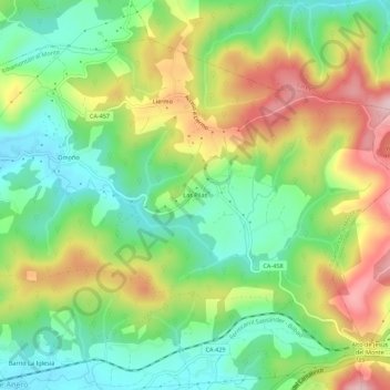 Mapa topográfico Las Pilas, altitud, relieve