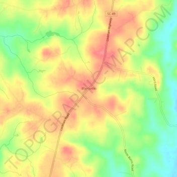 Mapa topográfico Blairsville, altitud, relieve