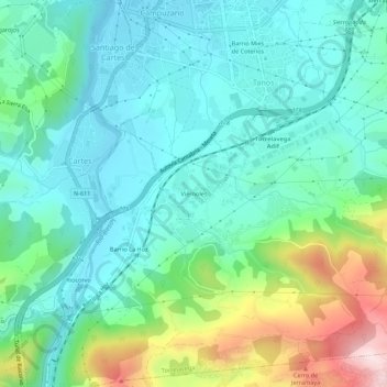 Mapa topográfico Viérnoles, altitud, relieve