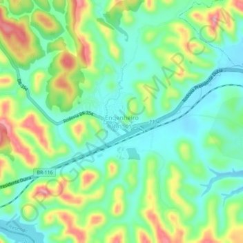 Mapa topográfico Engenheiro Passos, altitud, relieve