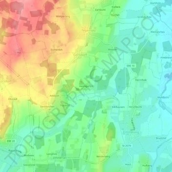 Mapa topográfico Heimgarten, altitud, relieve