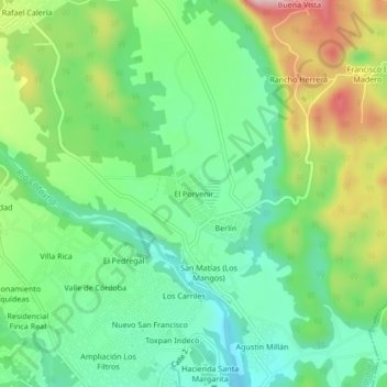 Mapa topográfico El Porvenir, altitud, relieve