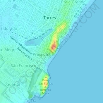 Mapa topográfico Morro do Farol, altitud, relieve