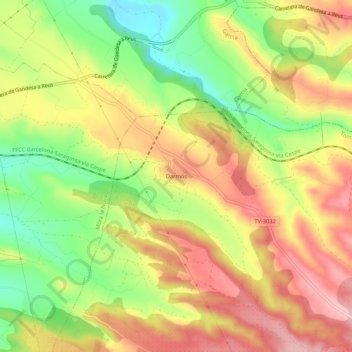Mapa topográfico Darmós, altitud, relieve