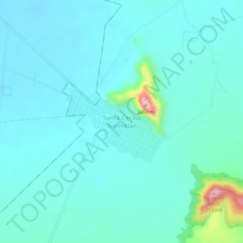 Mapa topográfico Santa Cecilia Tepetitlán, altitud, relieve
