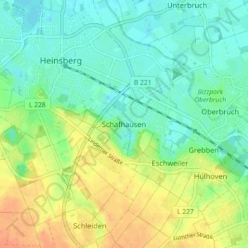 Mapa topográfico Schafhausen, altitud, relieve
