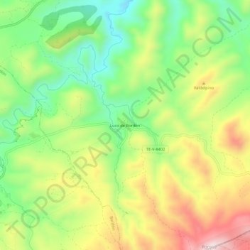 Mapa topográfico Luco de Bordón, altitud, relieve