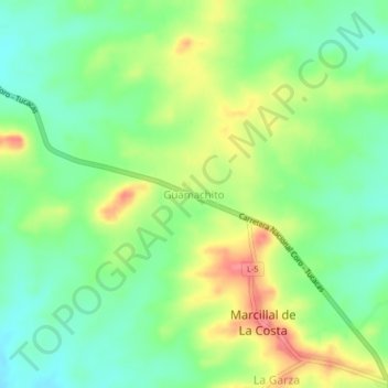 Mapa topográfico Guamachito, altitud, relieve
