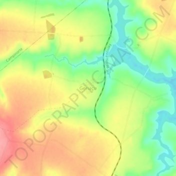 Mapa topográfico Geriaçu, altitud, relieve