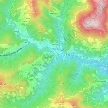Mapa topográfico Lagomarsino, altitud, relieve