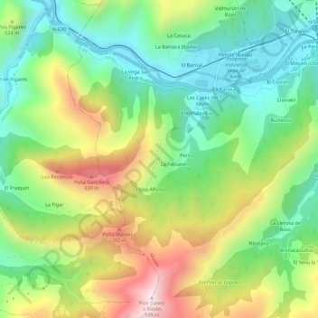 Mapa topográfico Tablao, altitud, relieve