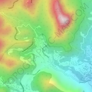 Mapa topográfico Vale da Lua, altitud, relieve