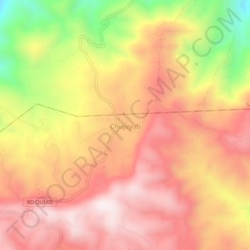 Mapa topográfico Chujuyub, altitud, relieve