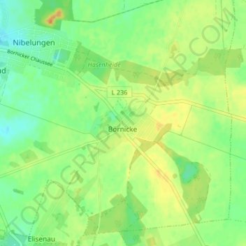 Mapa topográfico Börnicke, altitud, relieve