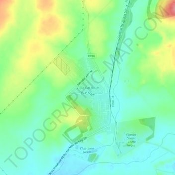 Mapa topográfico Villa Cacique, altitud, relieve