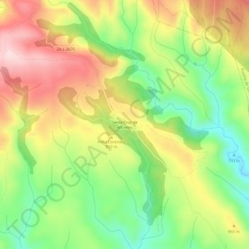 Mapa topográfico Santa Cruz de Abranes, altitud, relieve