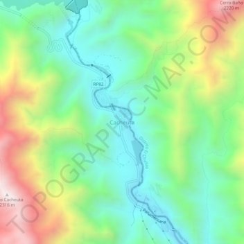 Mapa topográfico Cacheuta, altitud, relieve