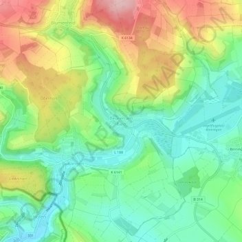 Mapa topográfico Beuren am Ried, altitud, relieve