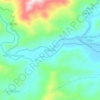 Mapa topográfico Requena, altitud, relieve