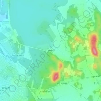 Mapa topográfico La Presa, altitud, relieve