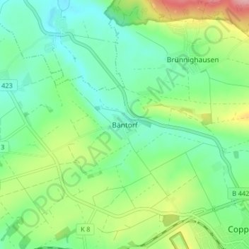 Mapa topográfico Bäntorf, altitud, relieve