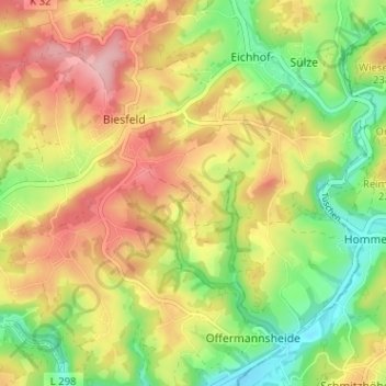 Mapa topográfico Oberkollenbach, altitud, relieve