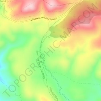 Mapa topográfico Venta del Robledo, altitud, relieve
