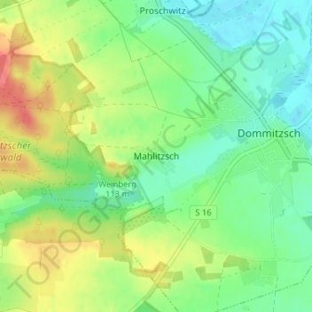 Mapa topográfico Mahlitzsch, altitud, relieve