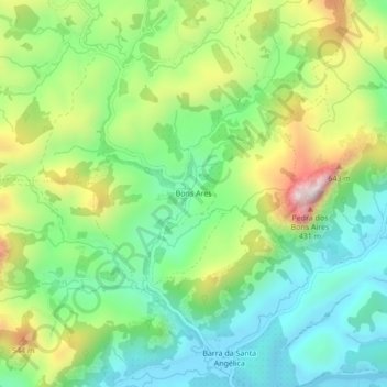 Mapa topográfico Bons Ares, altitud, relieve