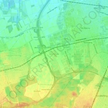 Mapa topográfico Gut Freiham, altitud, relieve