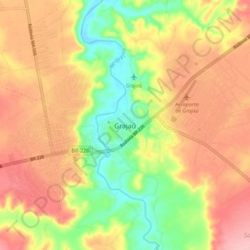 Mapa topográfico Grajaú, altitud, relieve