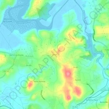 Mapa topográfico Setién, altitud, relieve