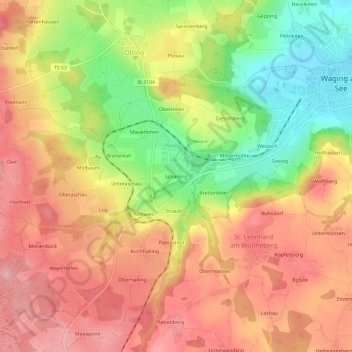 Mapa topográfico Scharling, altitud, relieve