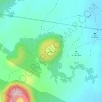 Mapa topográfico Yecahuazac, altitud, relieve