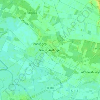 Mapa topográfico Groß Häuslingen, altitud, relieve