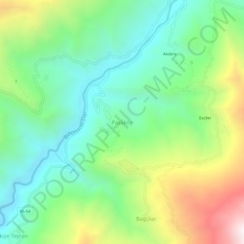 Mapa topográfico Paşaköy, altitud, relieve