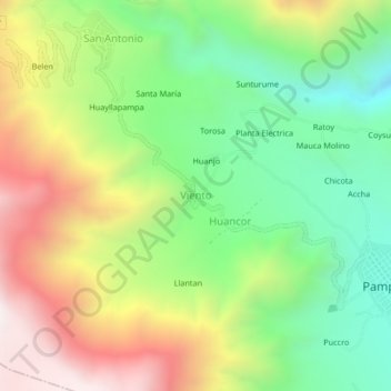 Mapa topográfico Viento, altitud, relieve